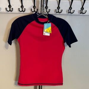 Red and Navy Sun and Swim Shirt NWT size 4